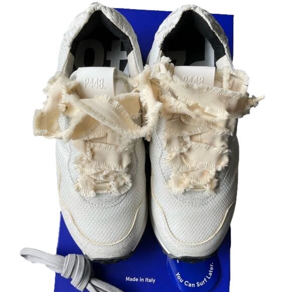 P448 Women's Cancun Sneakers Ribbon Tie and Regular shoelaces Size 7 Euro 37 NIB - Picture 6 of 13